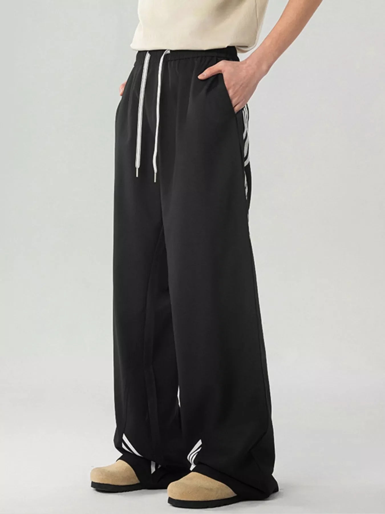 Men's Full Size Wide Leg Striped Casual Pants Plus Size