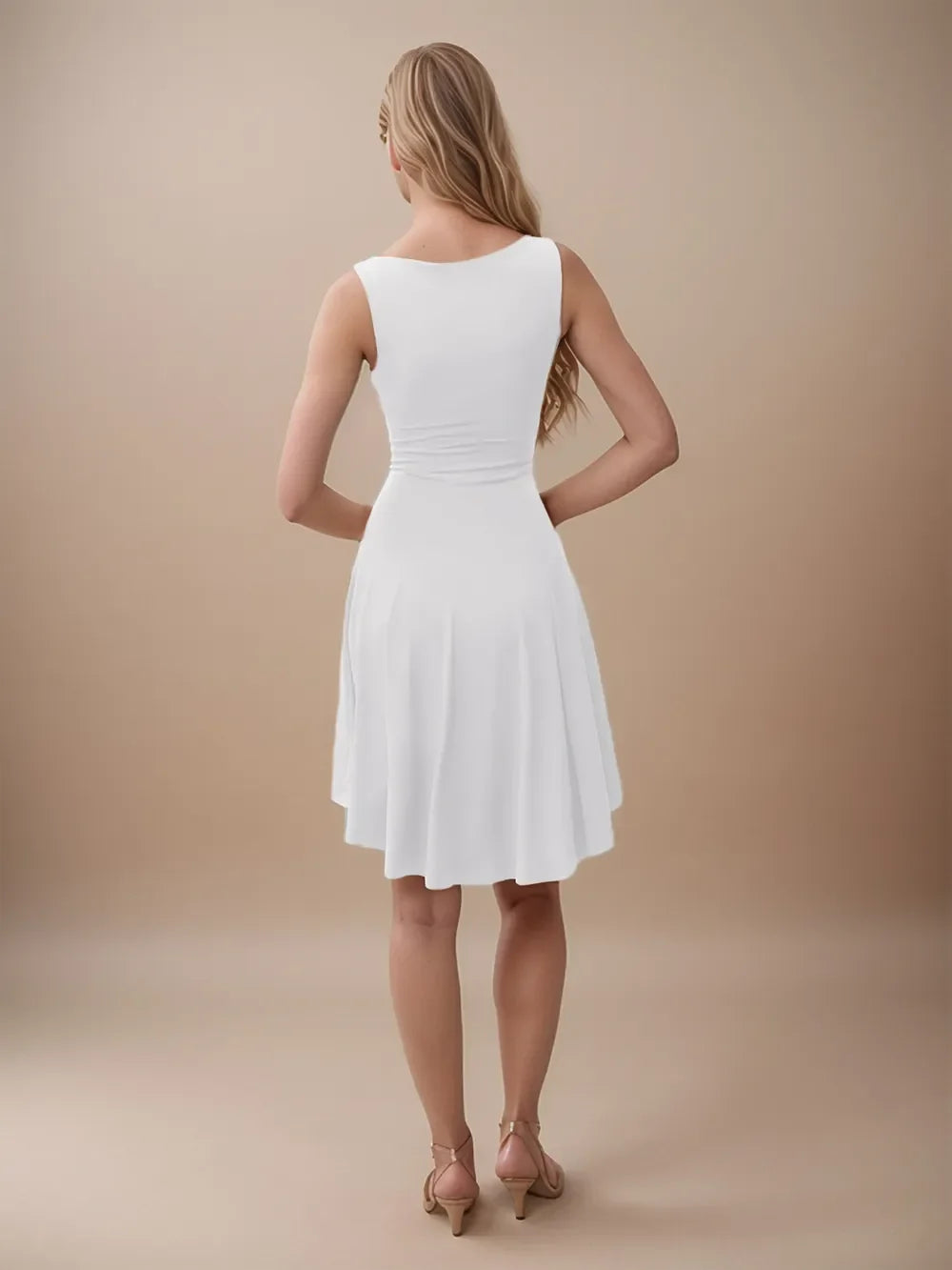 High-Low Round Neck Sleeveless Mini Dress