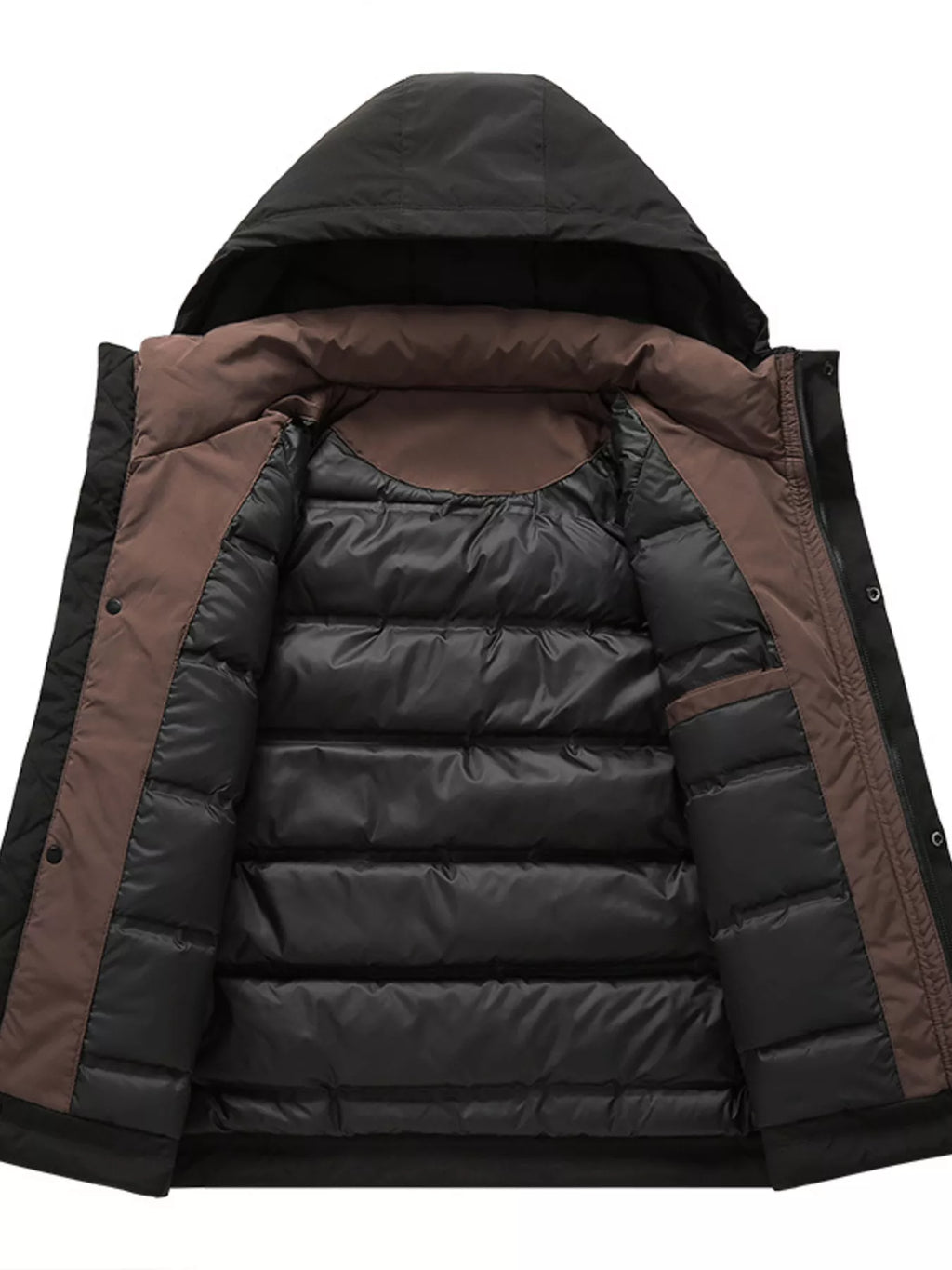 Men's Plus Size Hooded Puffer Jacket with Multiple Pockets