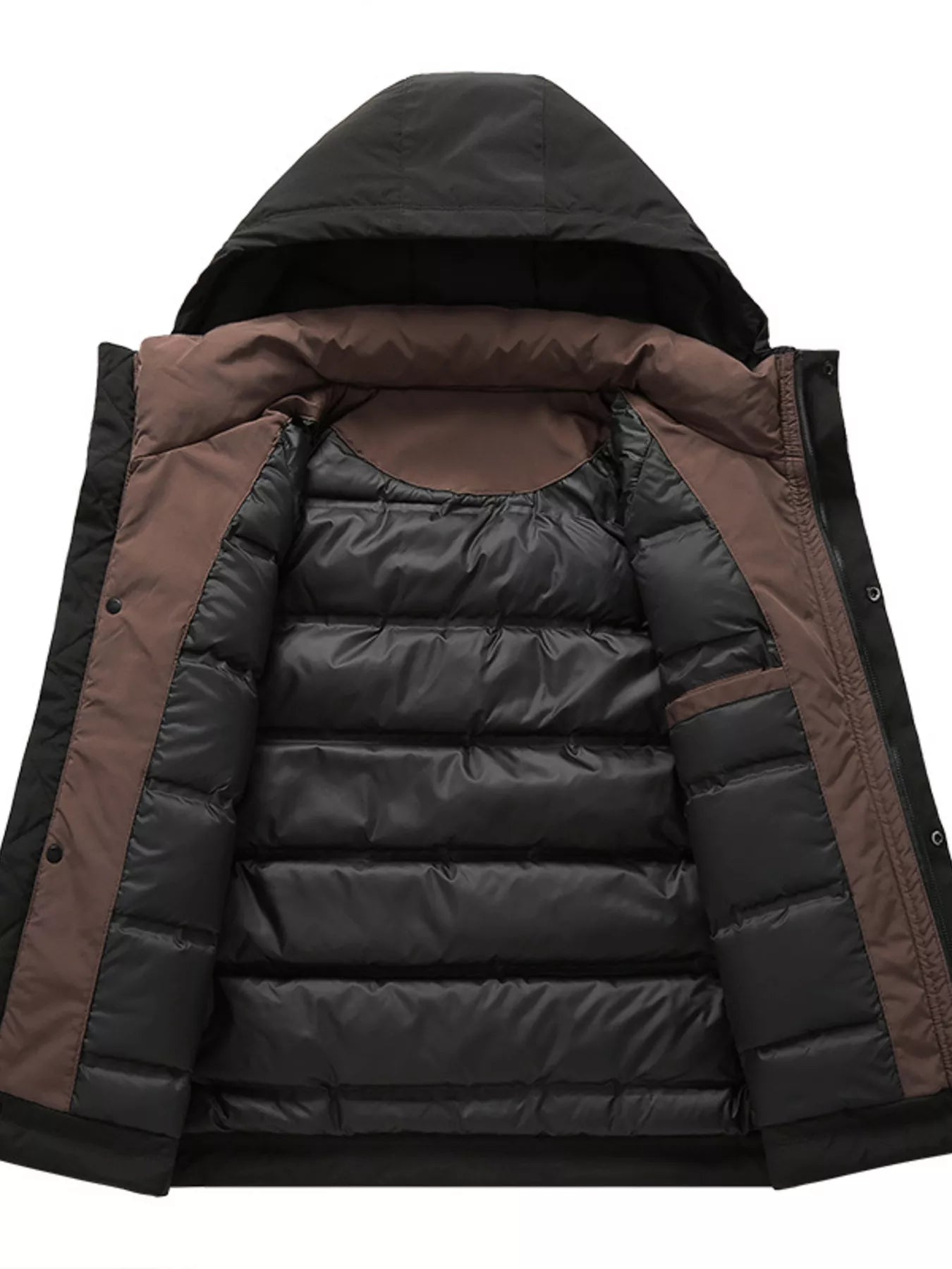 Men's Plus Size Hooded Puffer Jacket with Multiple Pockets