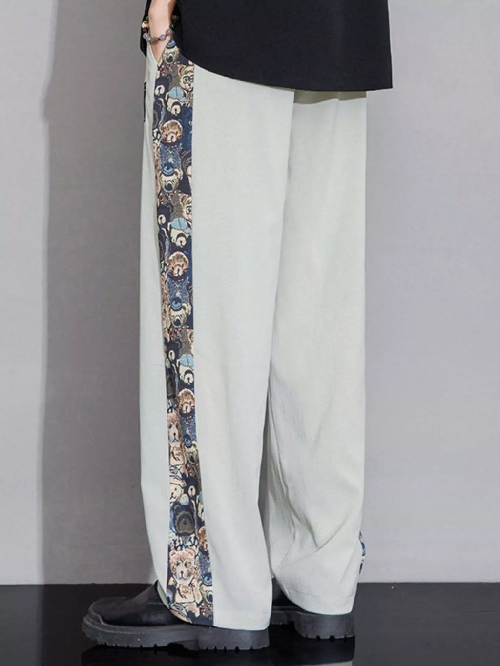 Men's Full Size Printed Side Stripe Loose Pants Plus Size