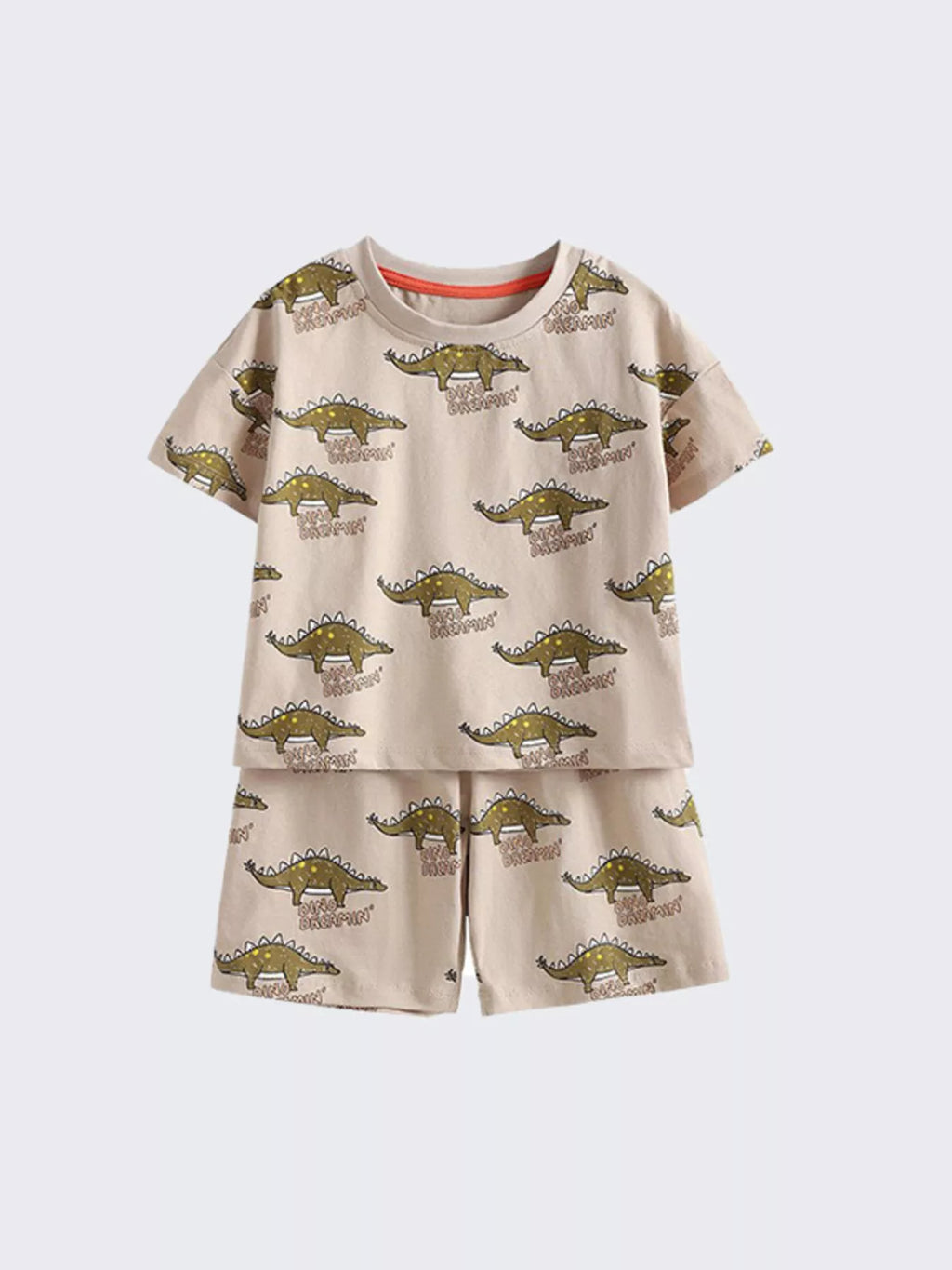 Children's Dinosaur Print Round Neck Tee and Shorts Set