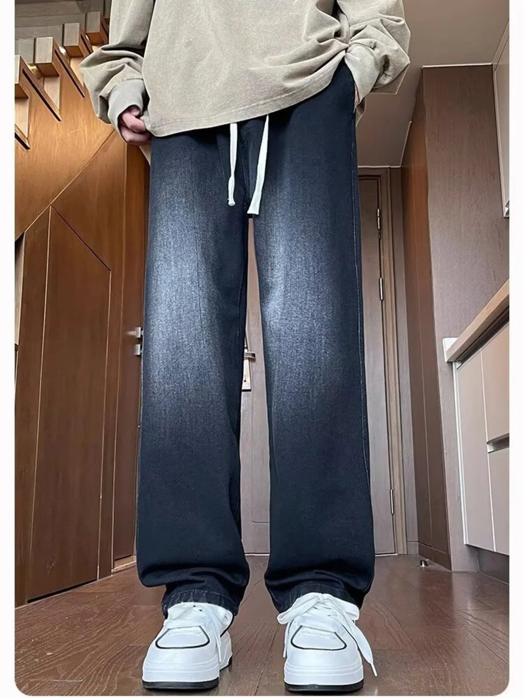 Men's Full Size Wash Loose Fit Jeans Plus Size