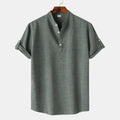 Men's Casual Short Sleeve Henley Blouse