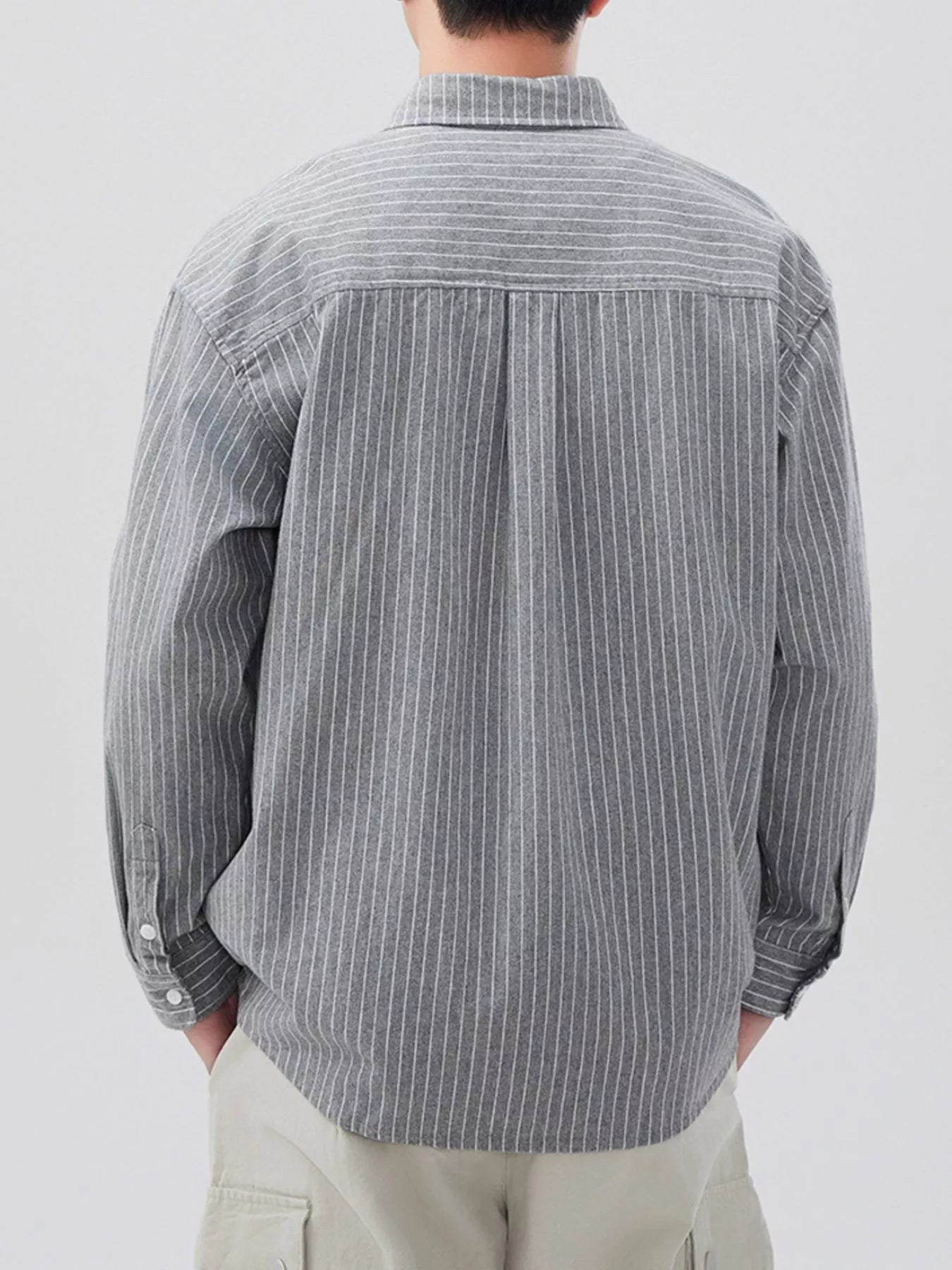 Men's Plus Size Striped Button Up Long Sleeve Shirt