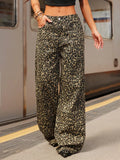 Leopard Print Wide Leg Jeans