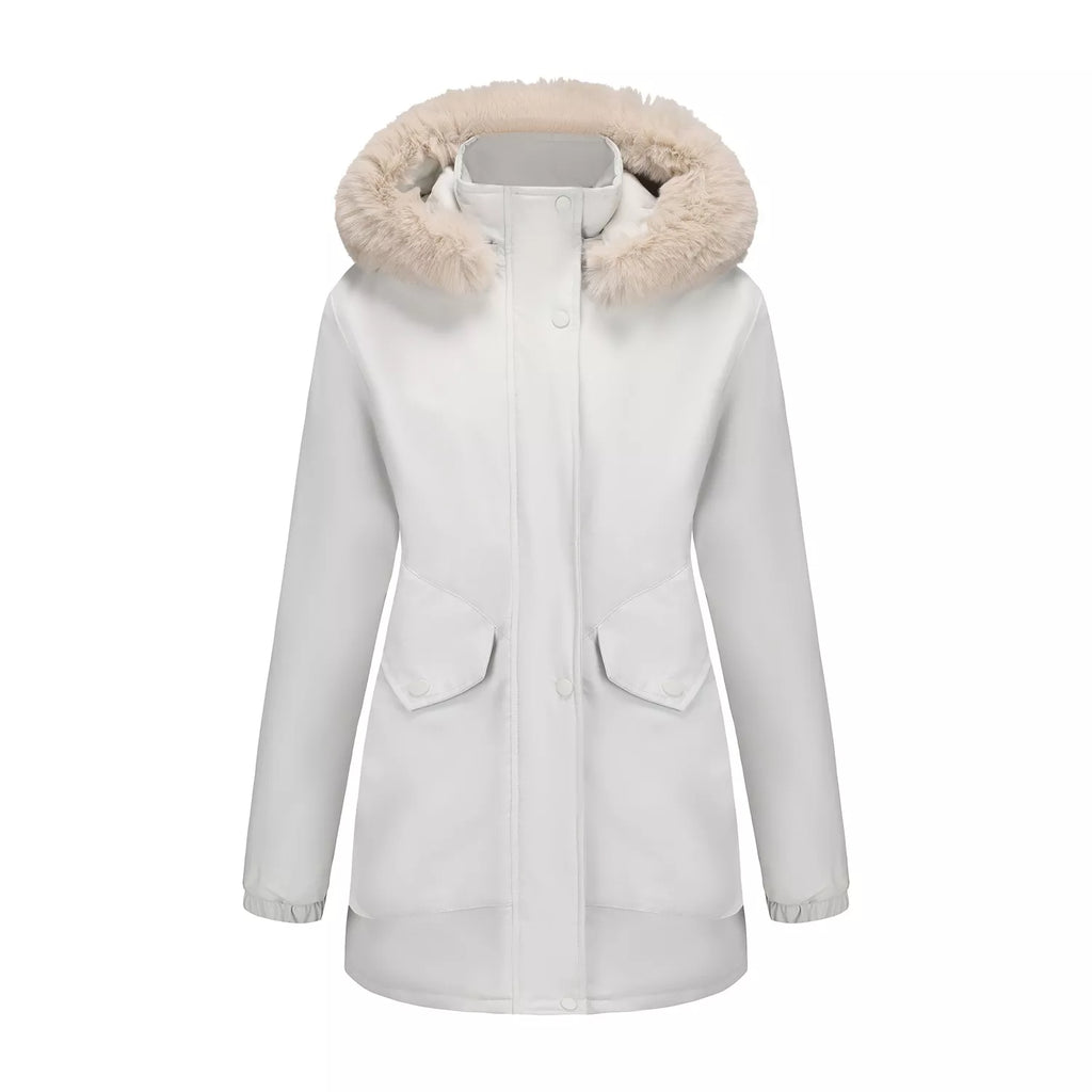 Full Size Fur Hooded Warm Winter Parka Outerwear Plus Size