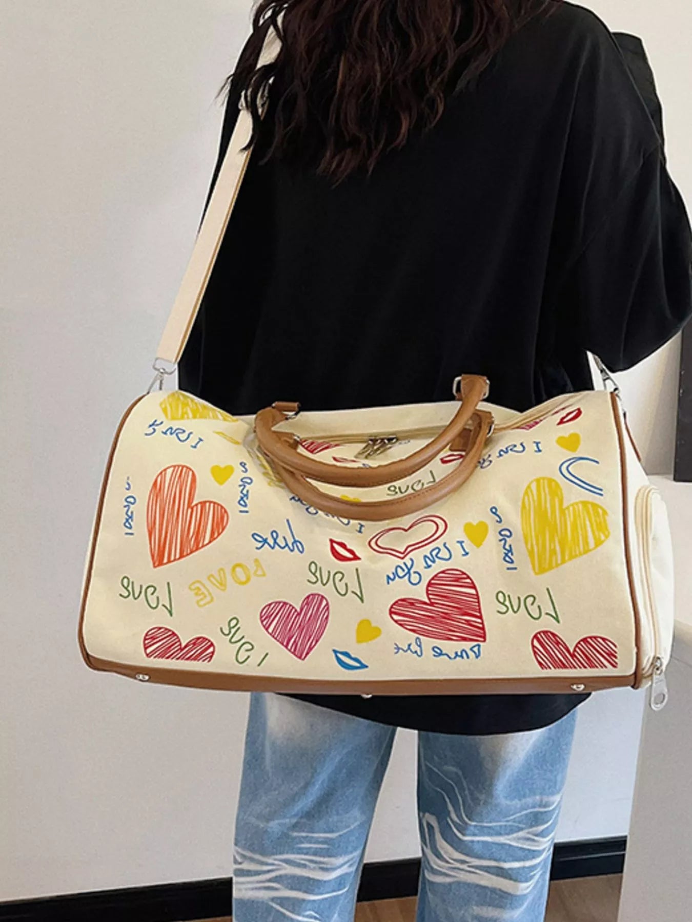 Printed Duffel Bag with Adjustable Strap