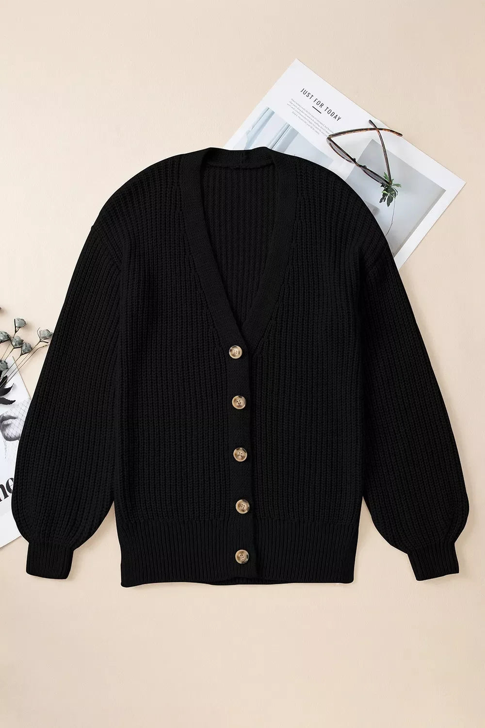 Chunky Knit Button-Down Cardigan