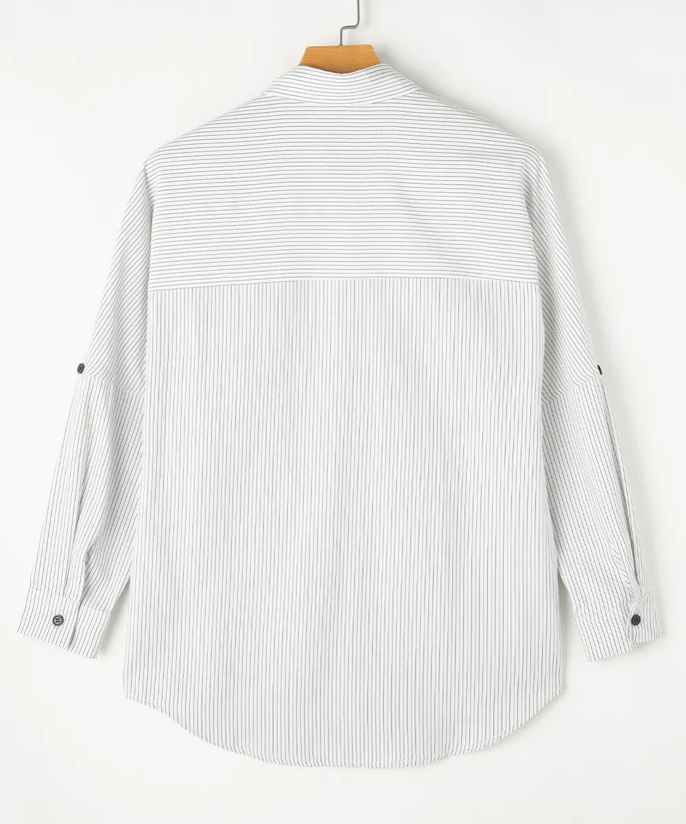 Striped Collared Neck Long Sleeve Shirt