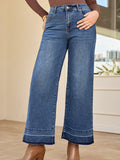 High Waist Wide Leg Washed Jeans
