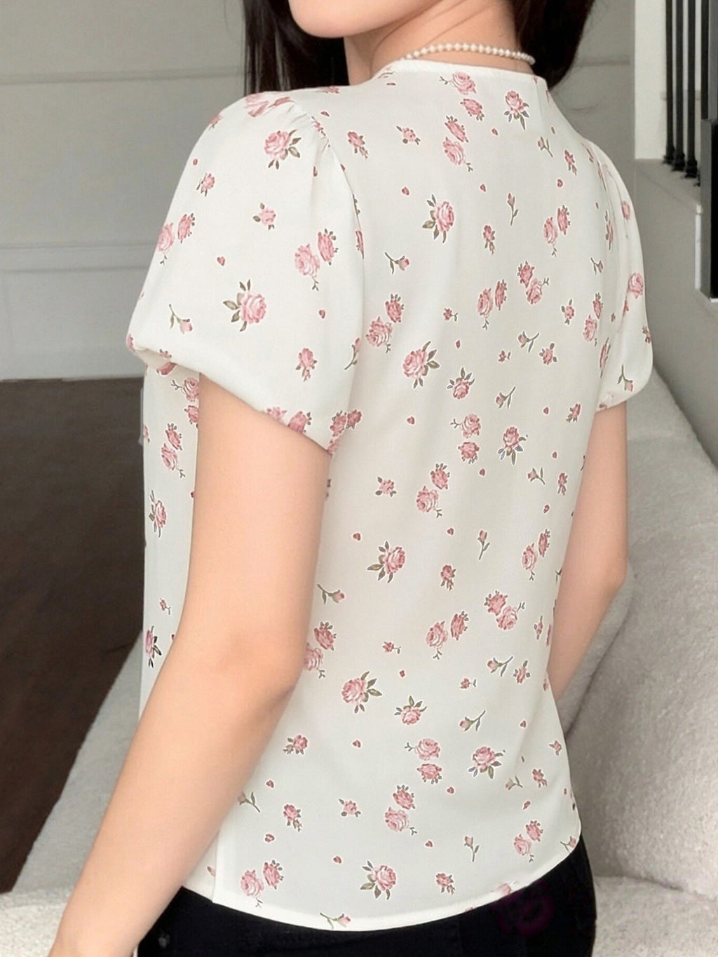 Lace Detail Short Sleeve Blouse
