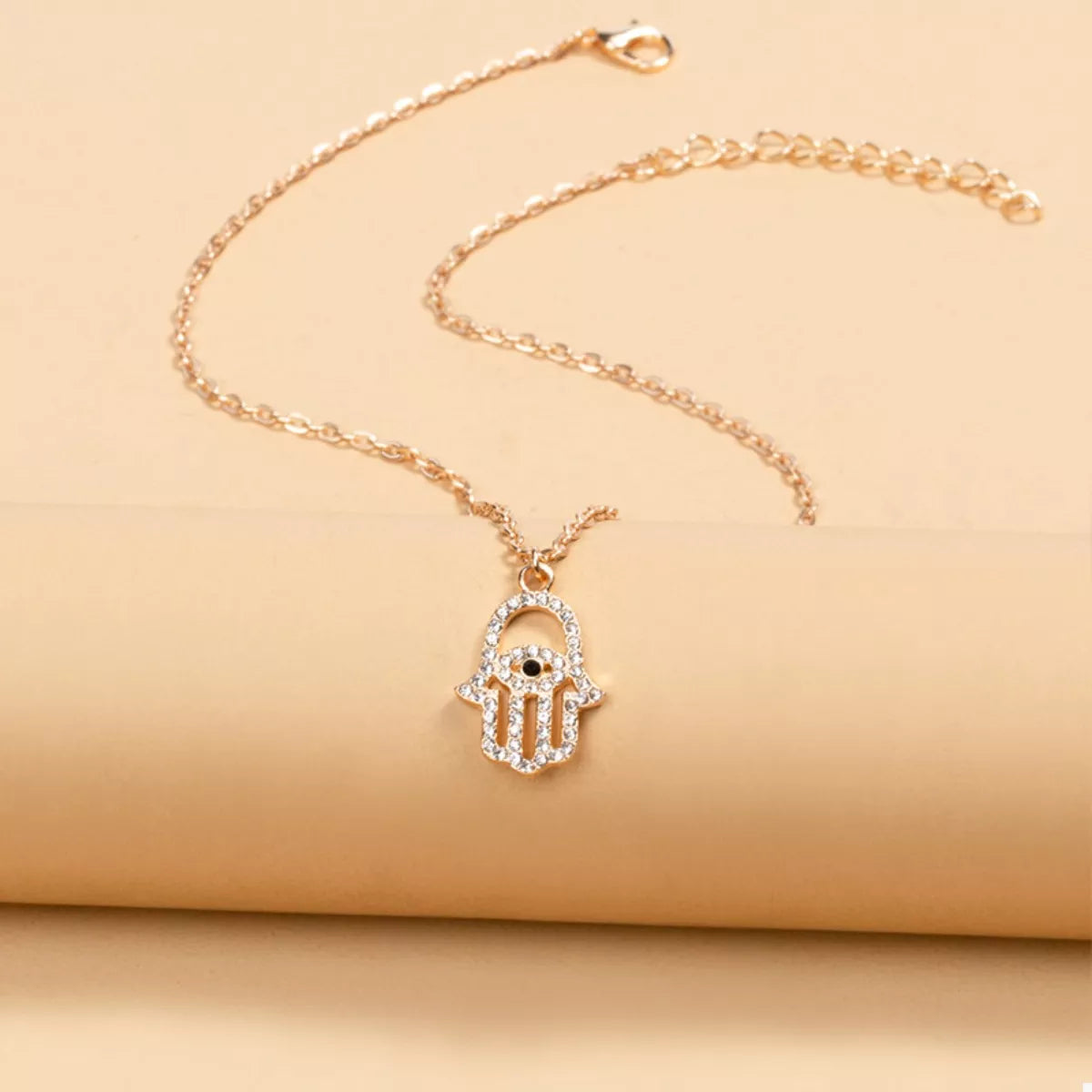 Zinc Alloy Rhinestone Evil Eye Necklace