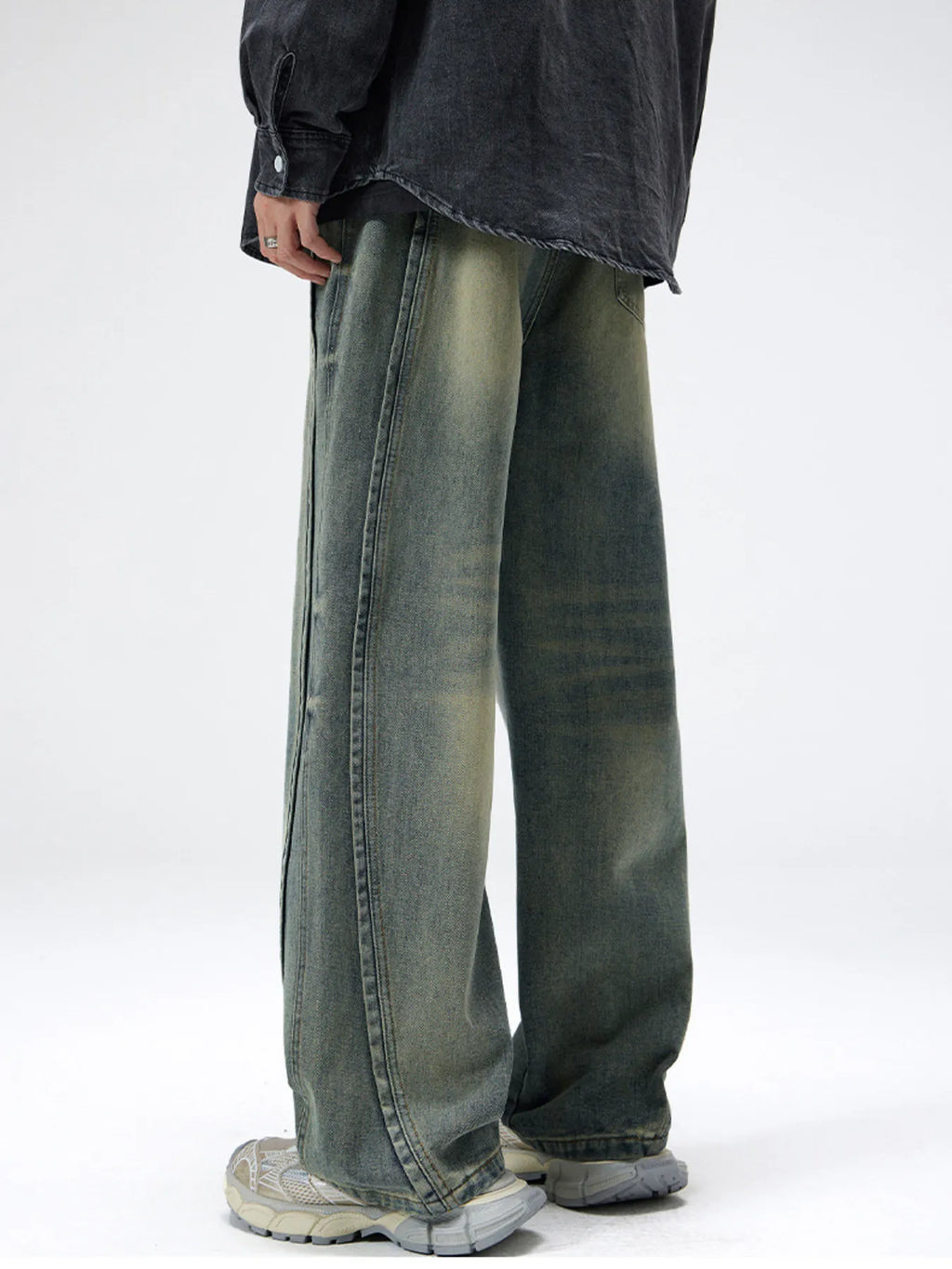 Men's Plus Size Drawstring Wide Leg Jeans