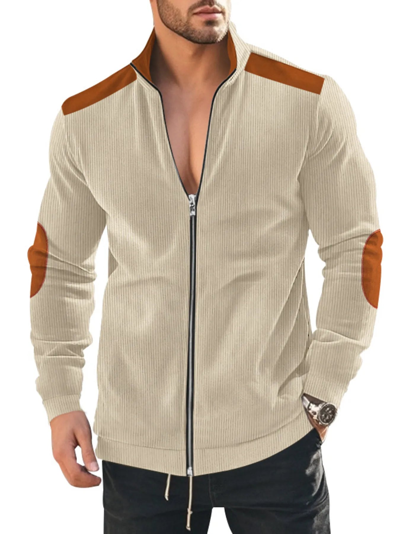 Men's Full Size Zip Up Long Sleeve Jacket Plus Size
