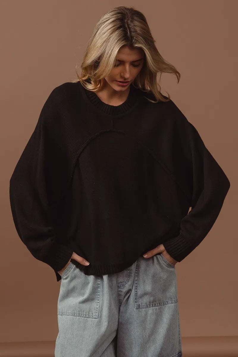 BiBi Raw Edge Arch Detailed Knit Top