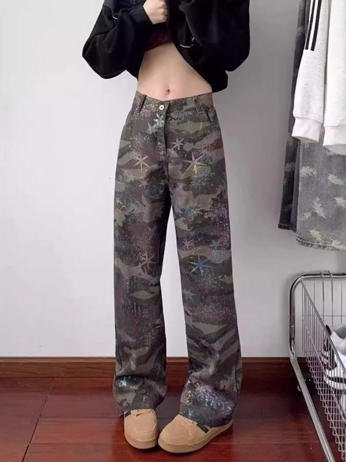 Men's Full Size Camouflage Wide Leg Jeans Plus Size