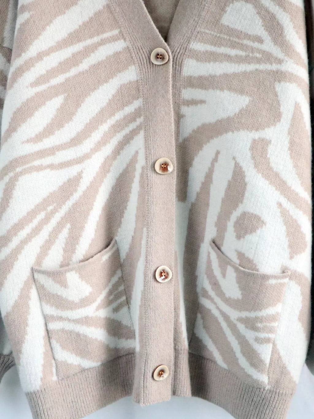 Zebra Print Button Up Cardigan