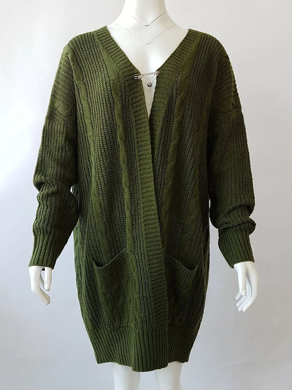 Full Size Chunky Knit Open Front Cardigan Plus Size