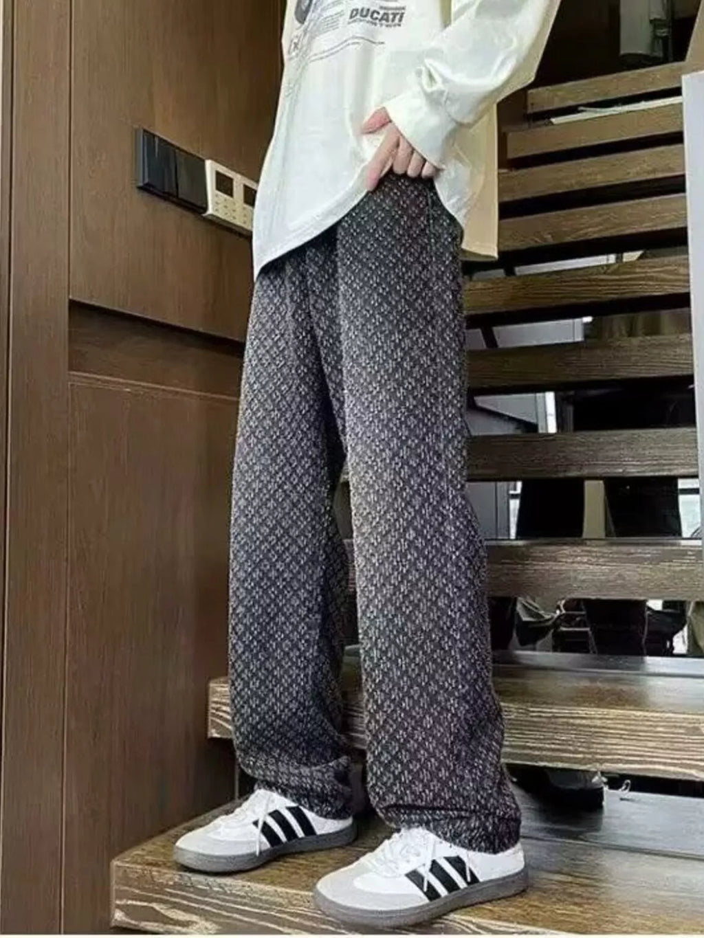 Men's Full Size Patterned Wide-Leg Jeans Plus Size