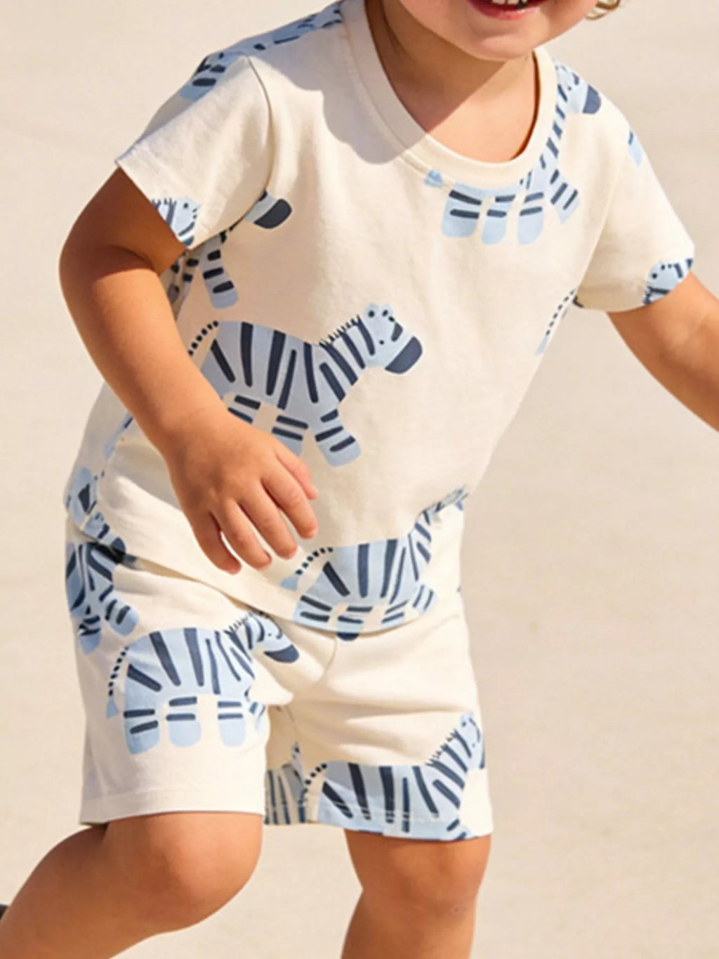 Children's Zebra Print Casual Tee and Shorts Set