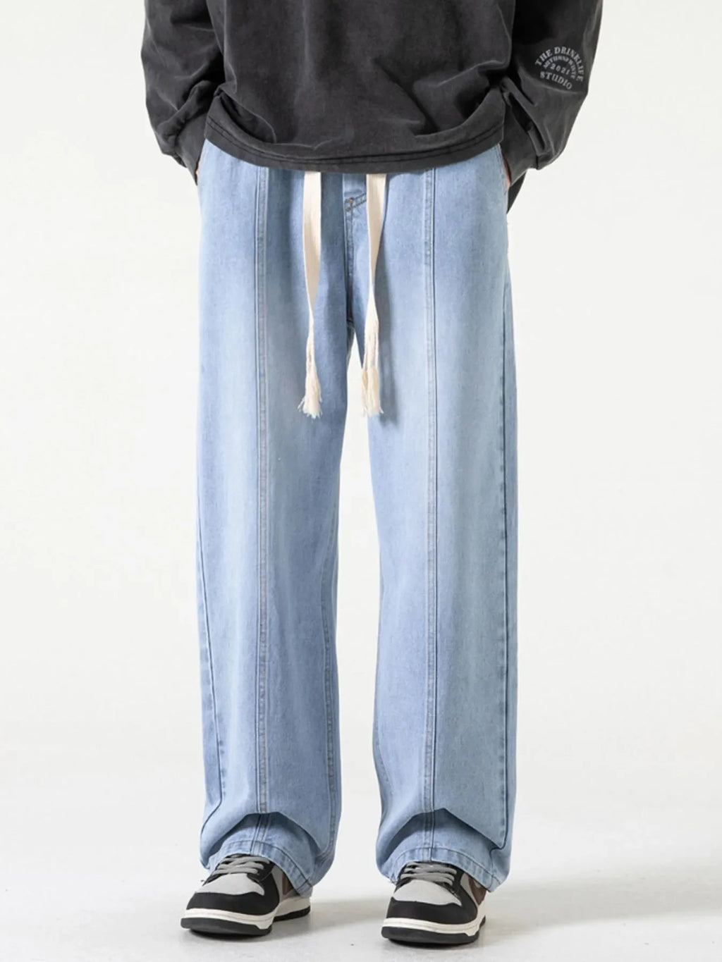 Men's Full Size Drawstring Wide Leg Jeans Plus Size