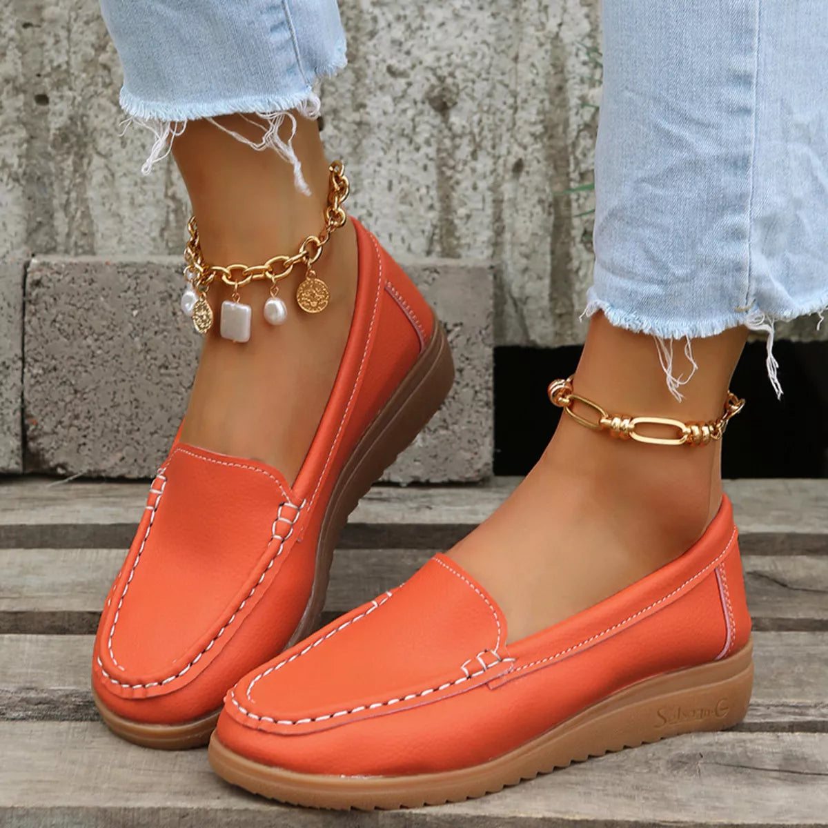 Round Toe Wedge Slip-Ons