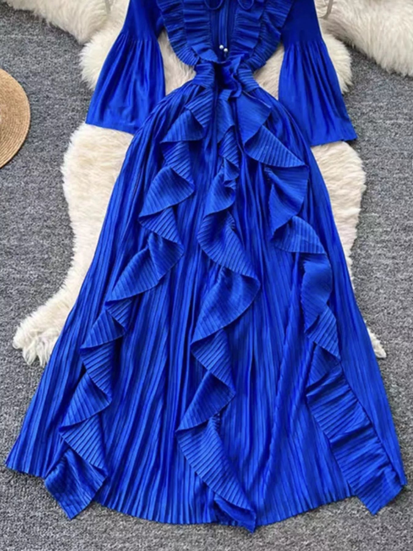 Ruffled A-Line Midi Dress