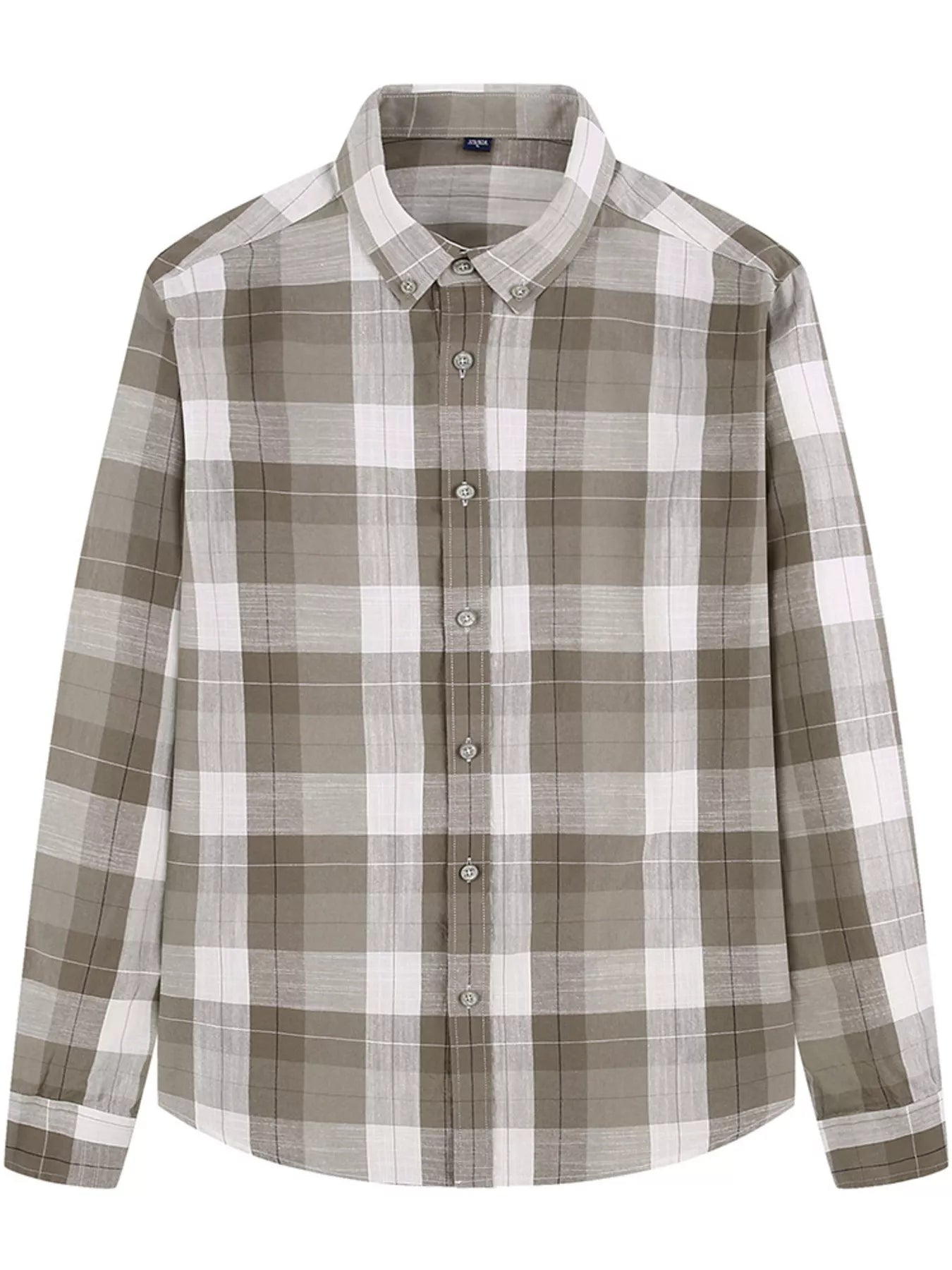 Men's Full Size Casual Plaid Long Sleeve Shirt Plus Size