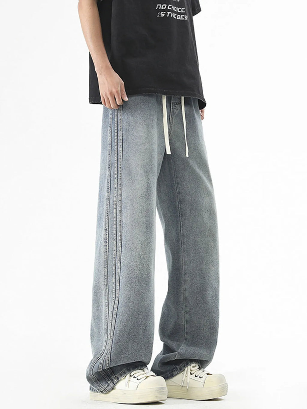 Men's Plus Size Vintage Wash Wide Leg Jeans