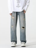 Men's Full Size Distressed Wide Leg Jeans Plus Size