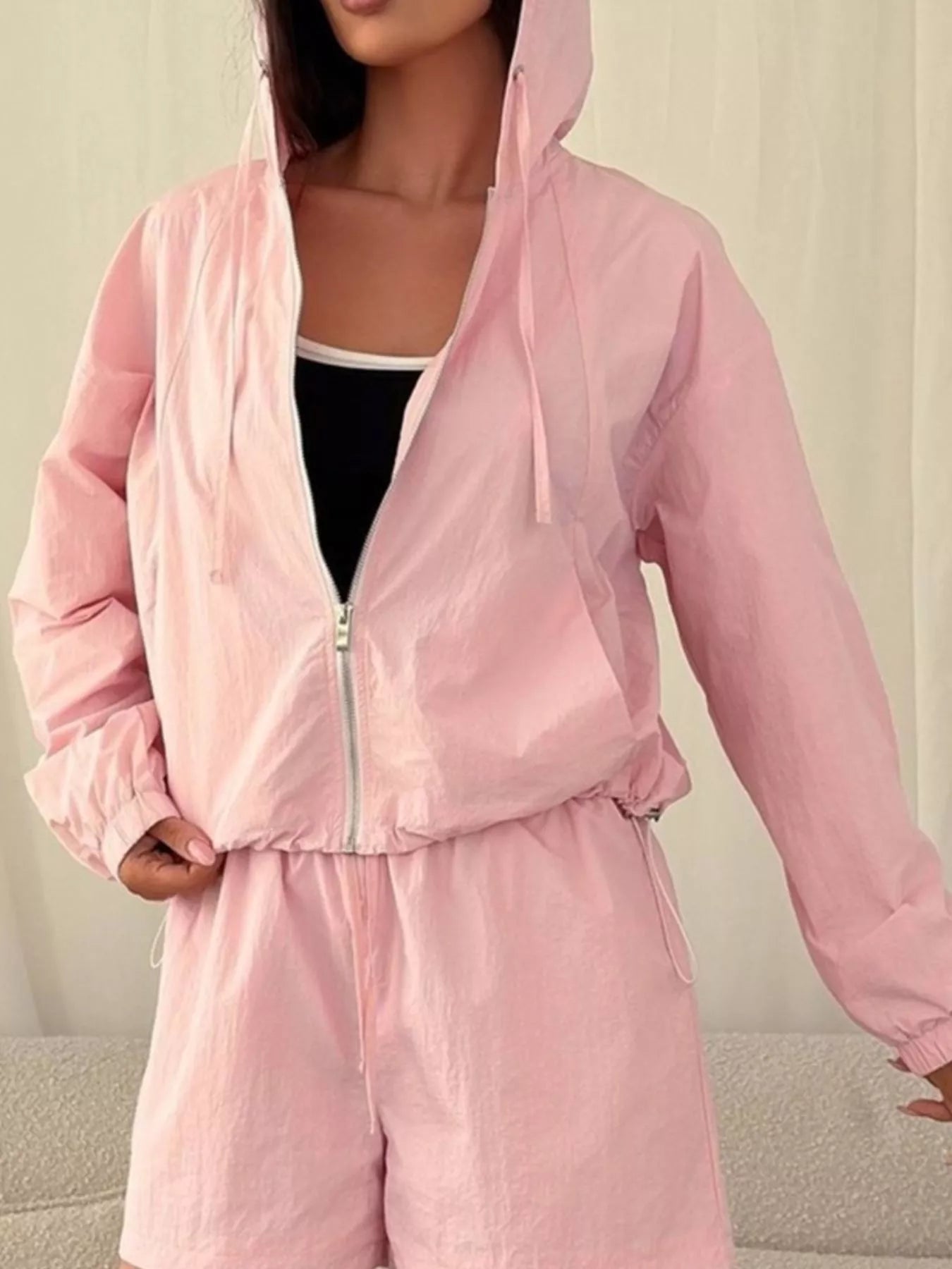 Lightweight Hooded Jacket and Shorts Set