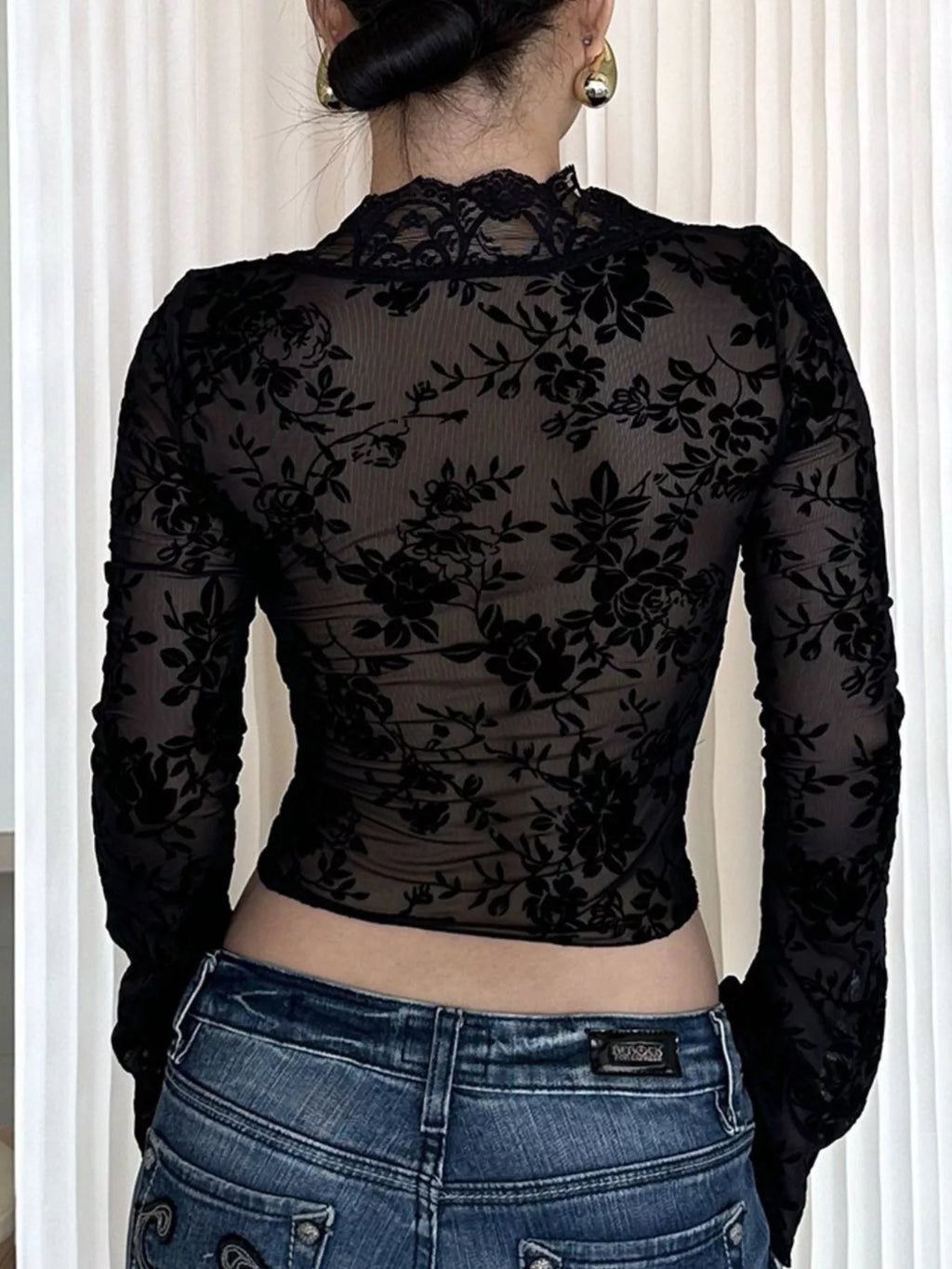 Lace Detail Long Sleeve Top