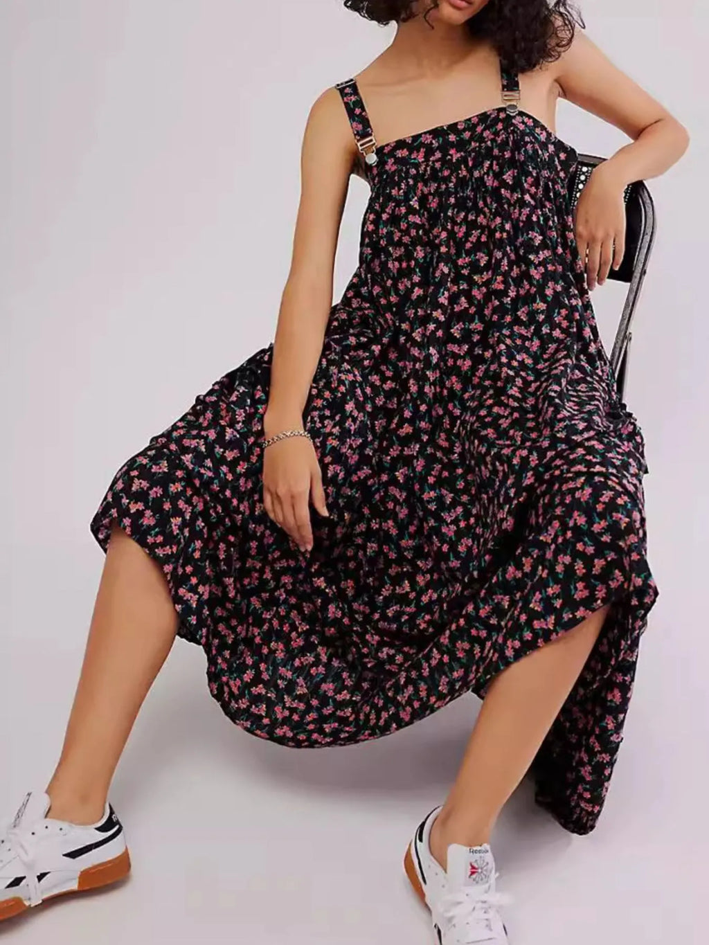 Floral Print Square Neck Summer Dress