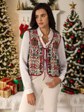 Floral Embroidered Tie-Front Vest Coat