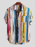 Men's Full Size Striped Button Up Shirt Plus Size