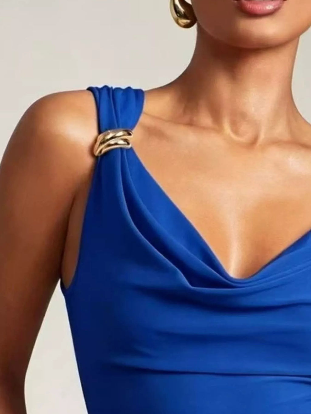Cowl Neck Tank with Metal Ring Accents