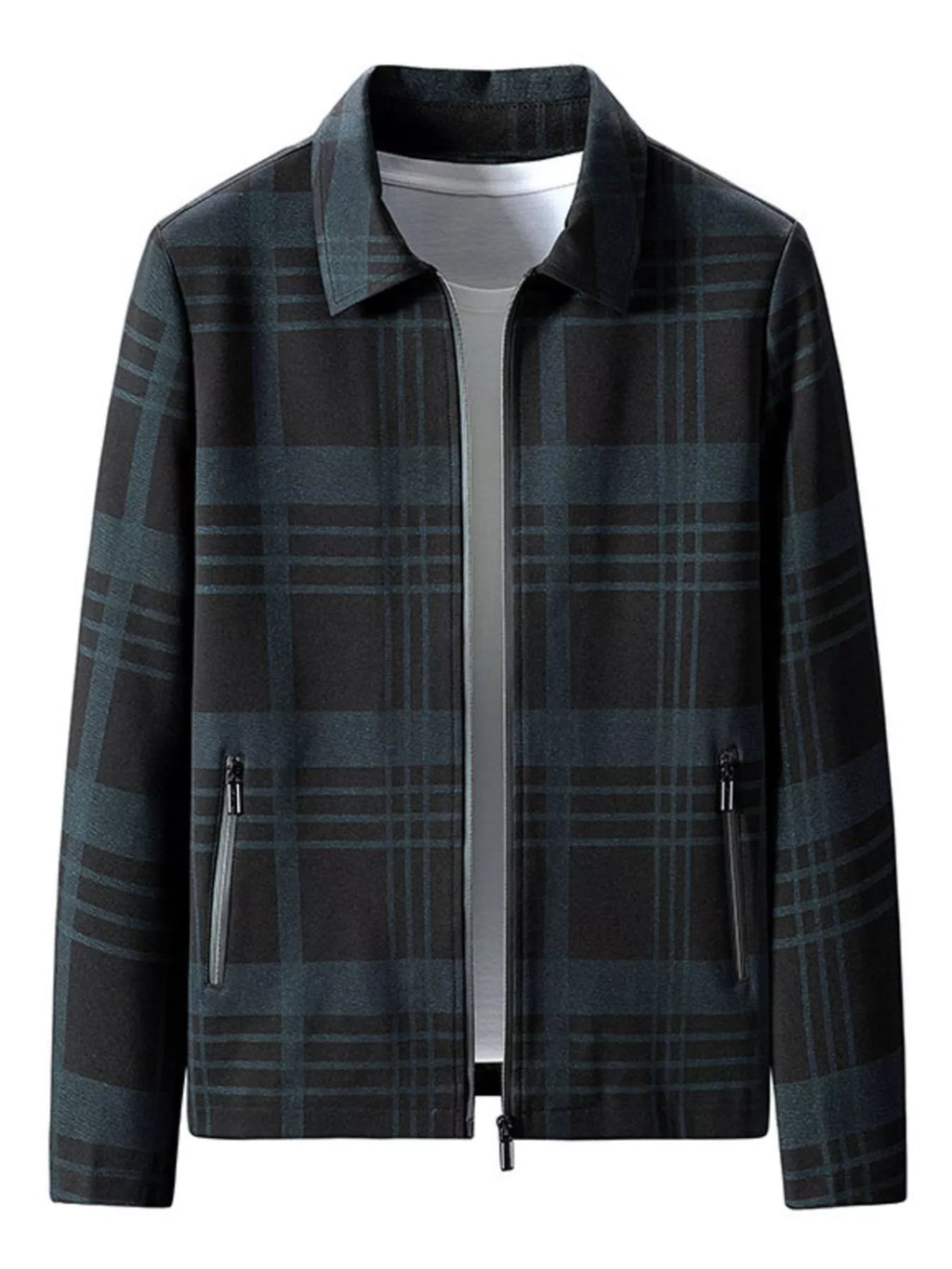 Men's Plus Size Plaid Zip Up Jacket