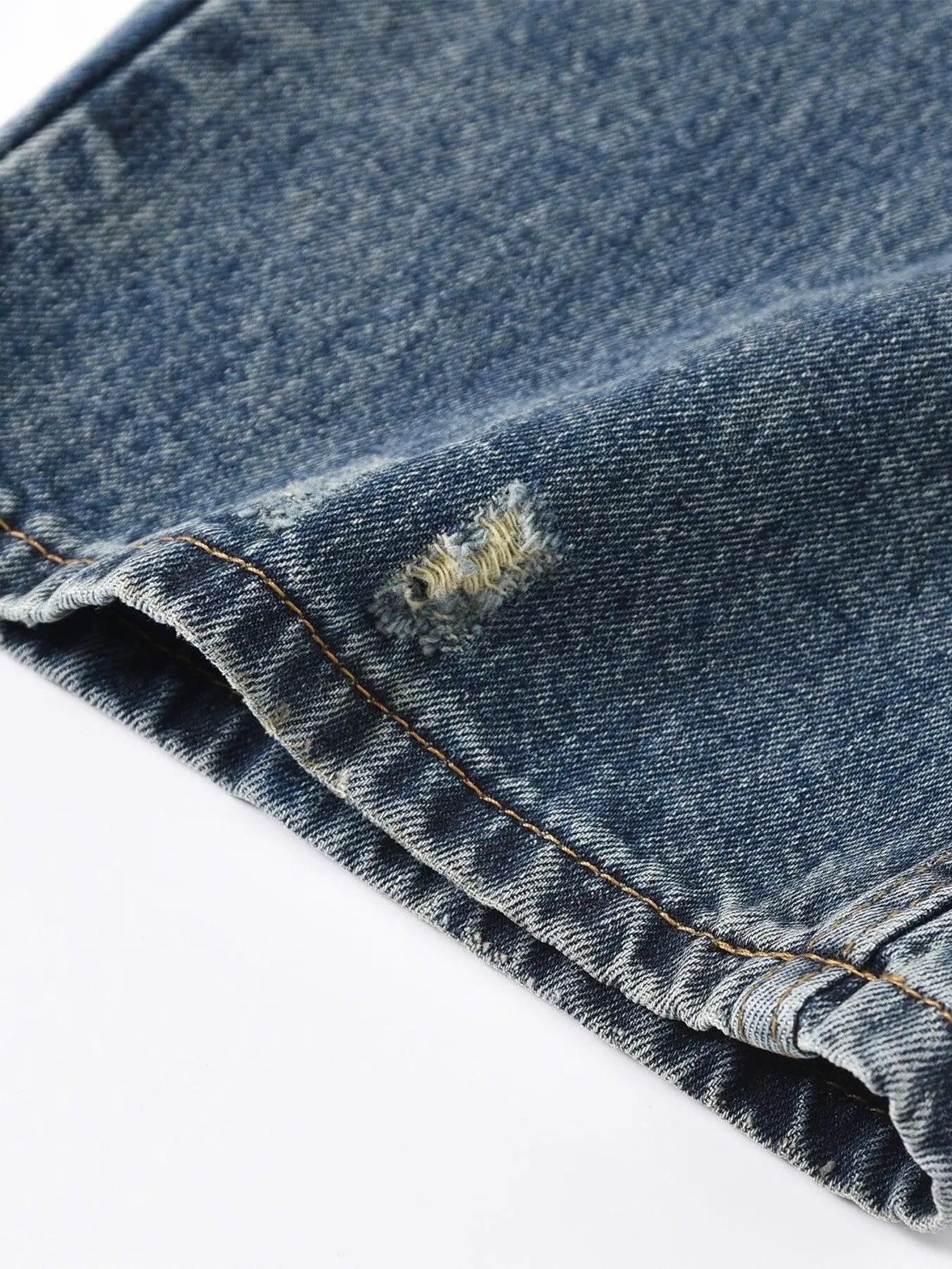 Men's Distressed Bleached Loose Fit Jeans
