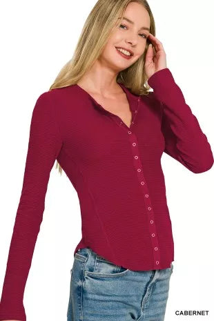 Zenana Double Knit Snap Button Shirts