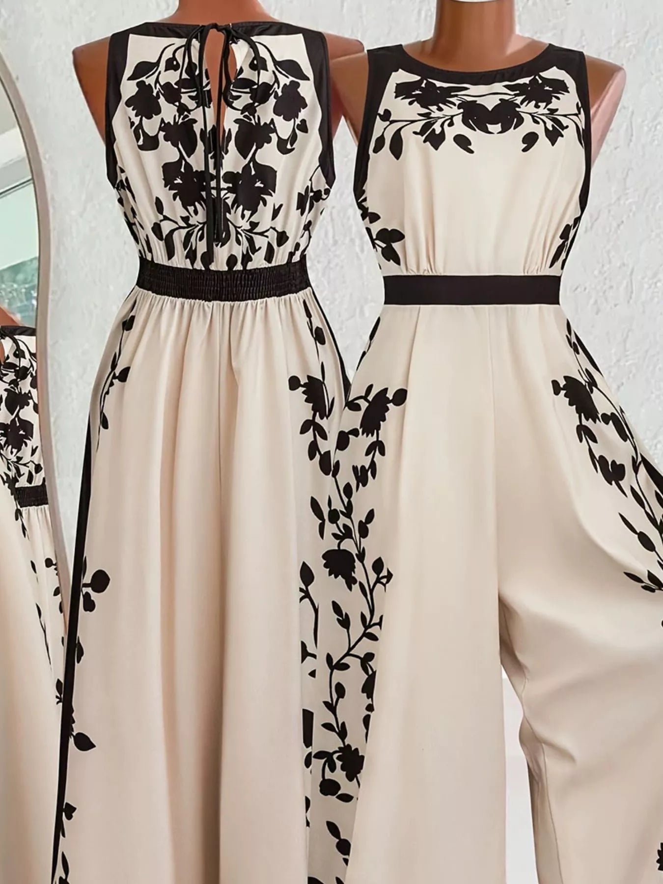 Printed Sleeveless Wide Leg Jumpsuit