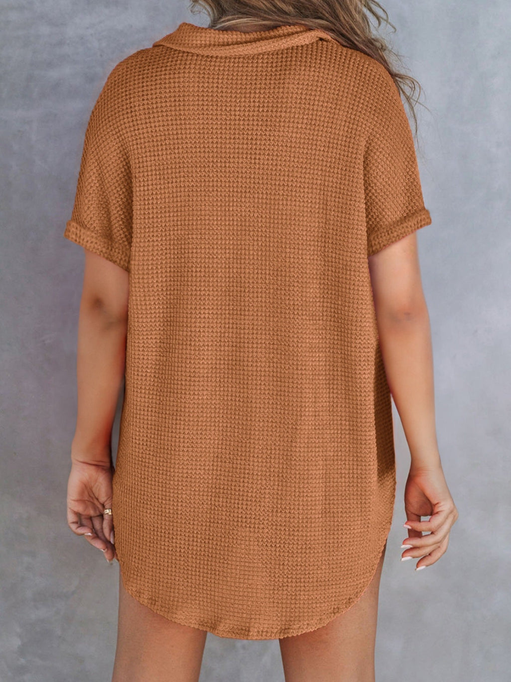 Textured Knit Button Detail Top