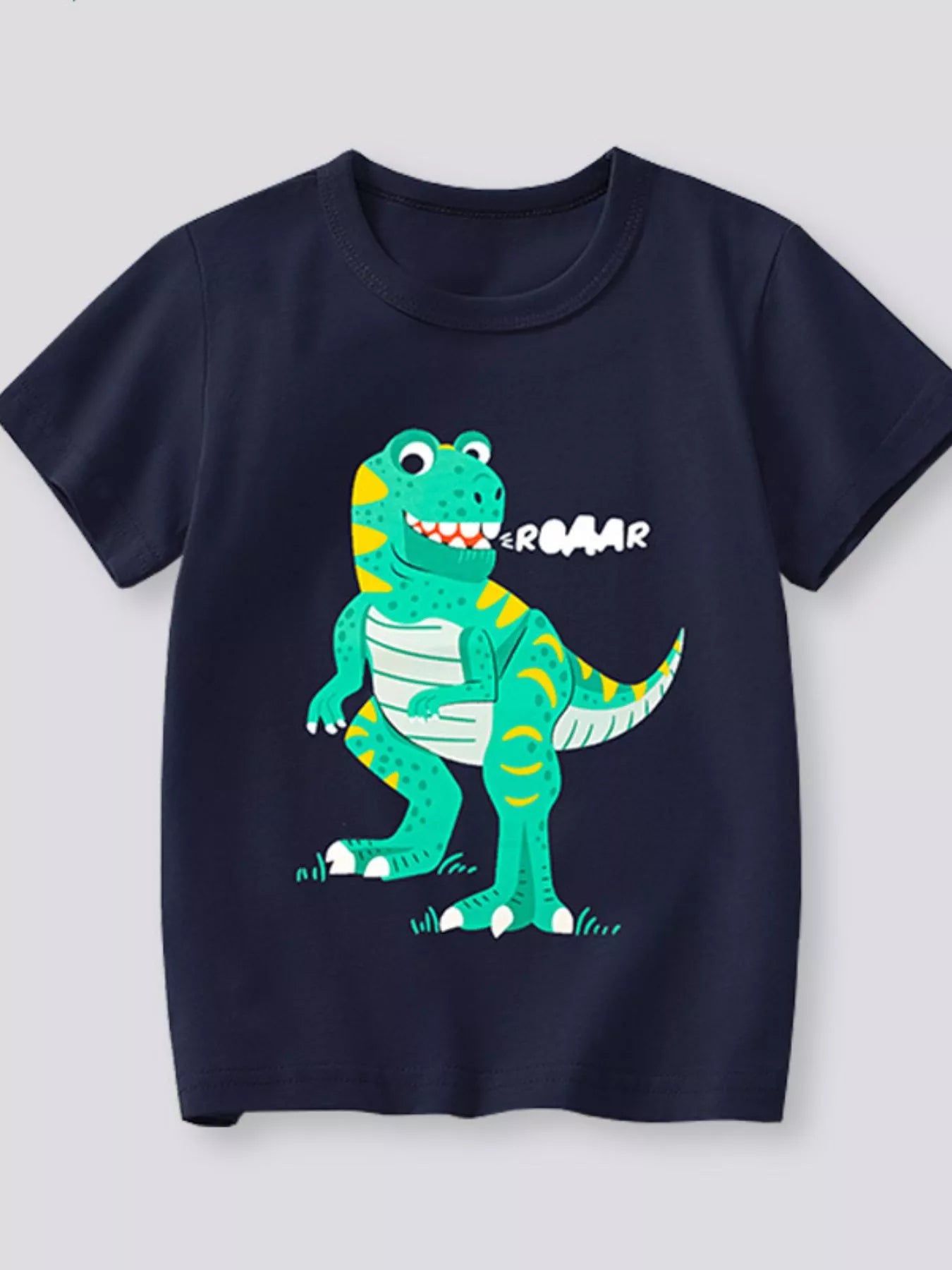 Children's Dinosaur Graphic Round Neck T-Shirt