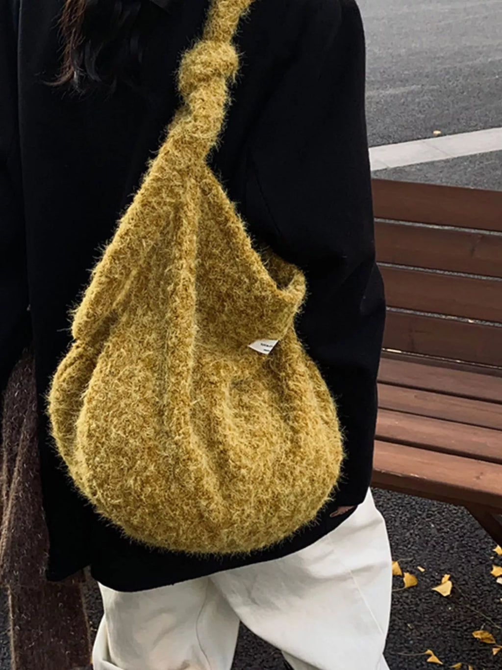 Fuzzy Solid Color Crossbody Bag