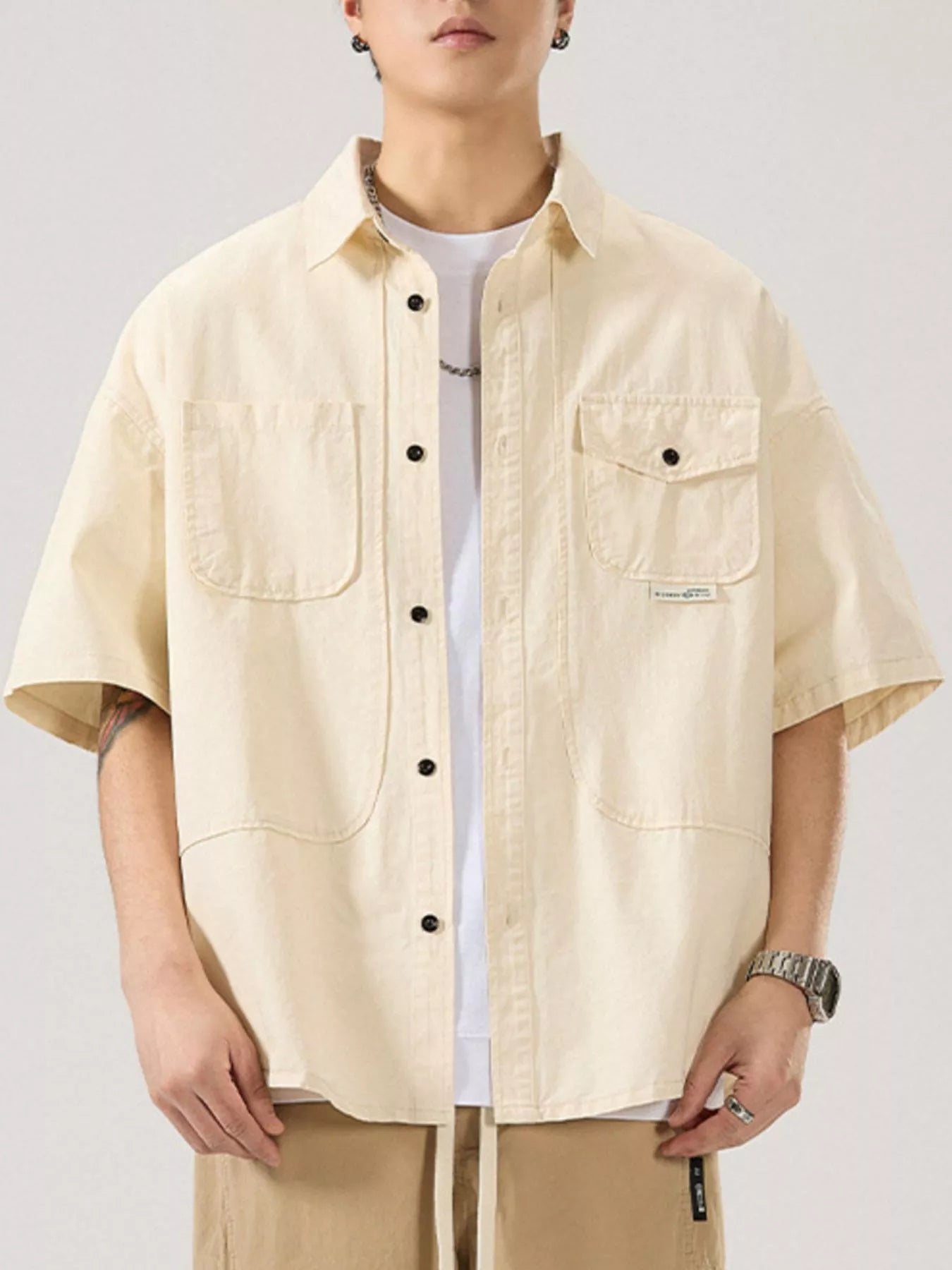 Men's Full Size Button Up Half Sleeve Shirt Plus Size