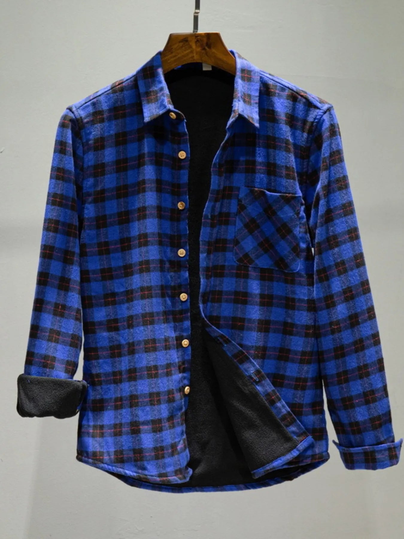 Men's Plus Size Plaid Button Up Long Sleeve Shirt