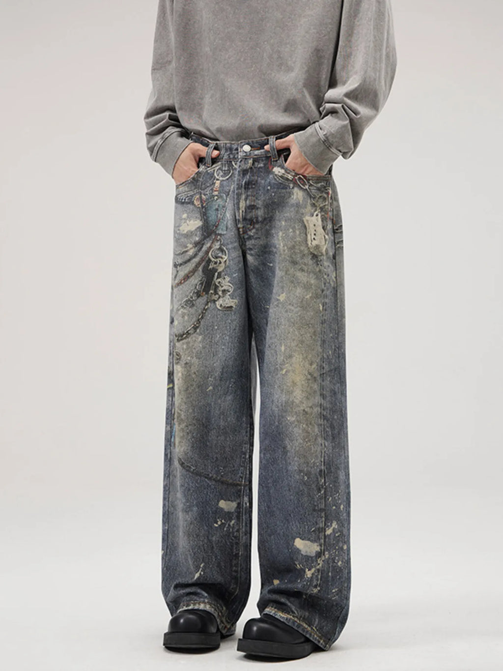 Men's Full Size Wide Leg Jeans Plus Size