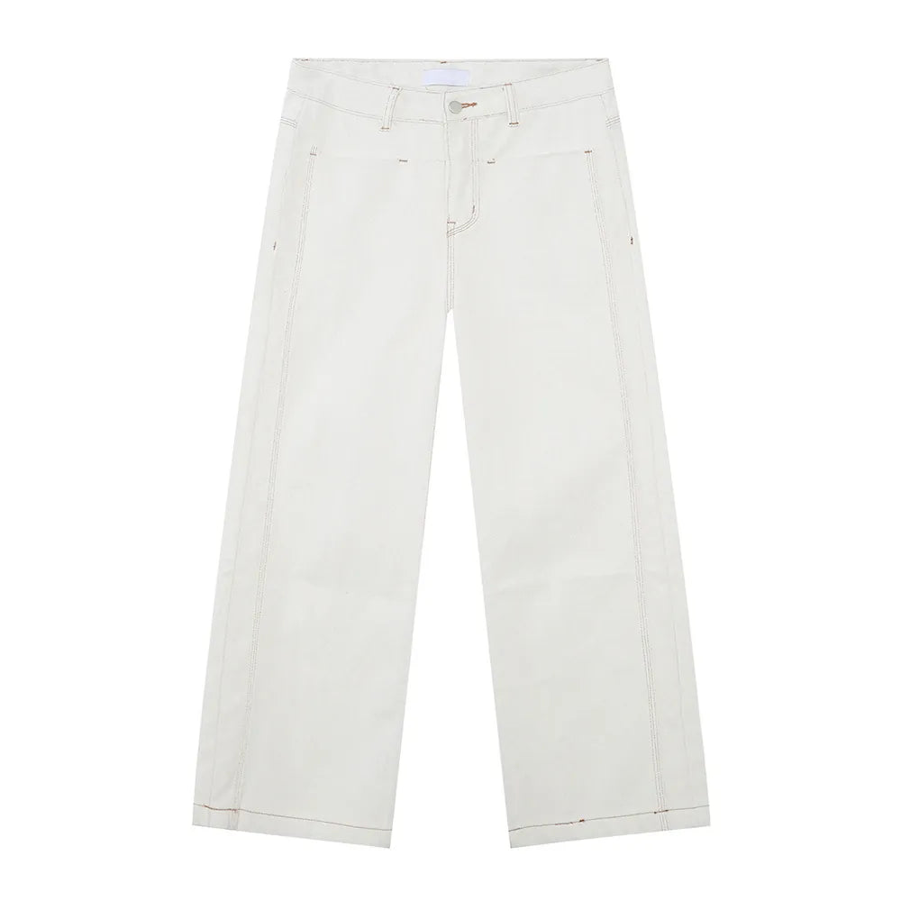 Straight Leg Jeans with Stitch Detail