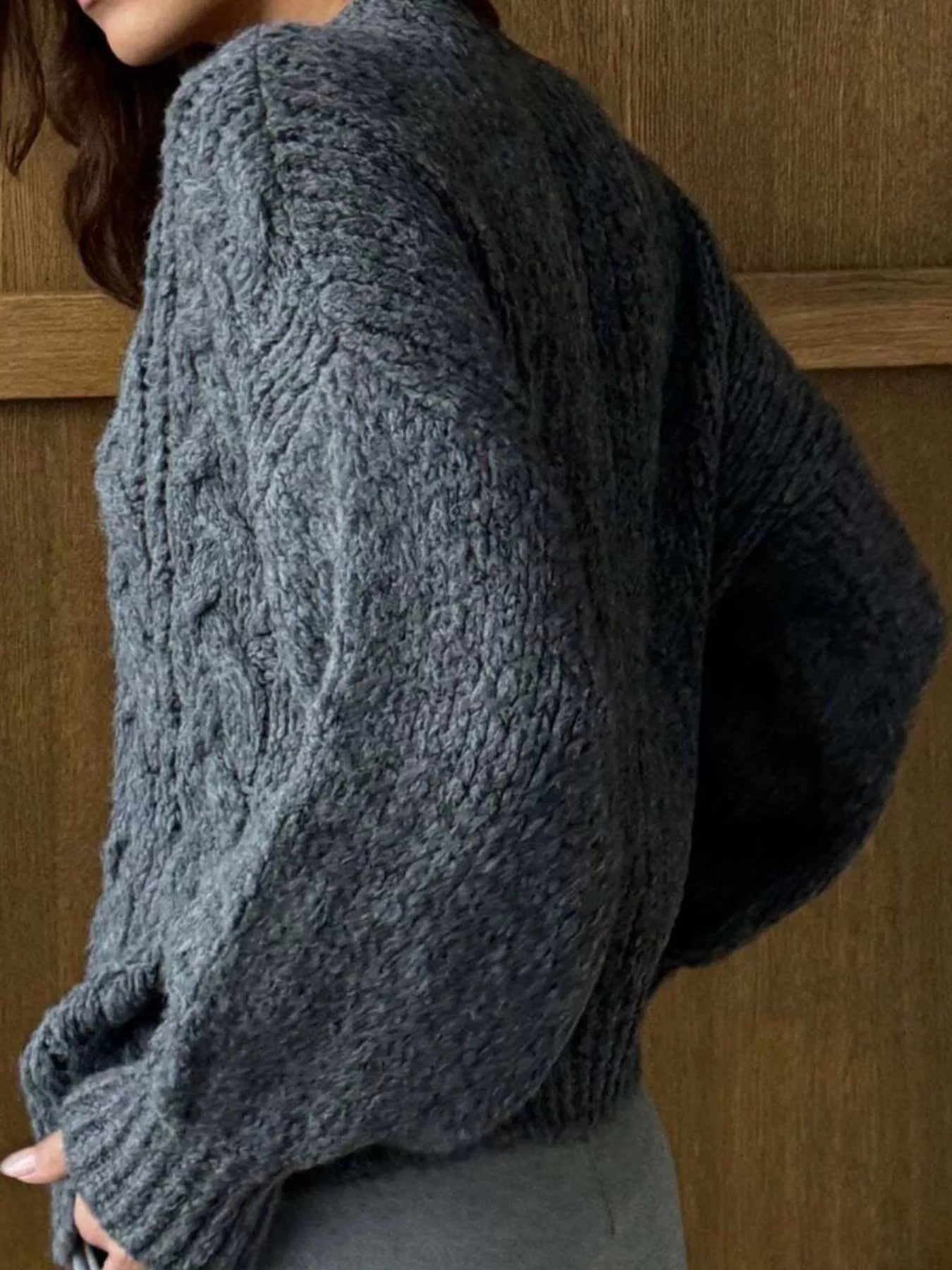 Cable Knit Button-Down Cardigan