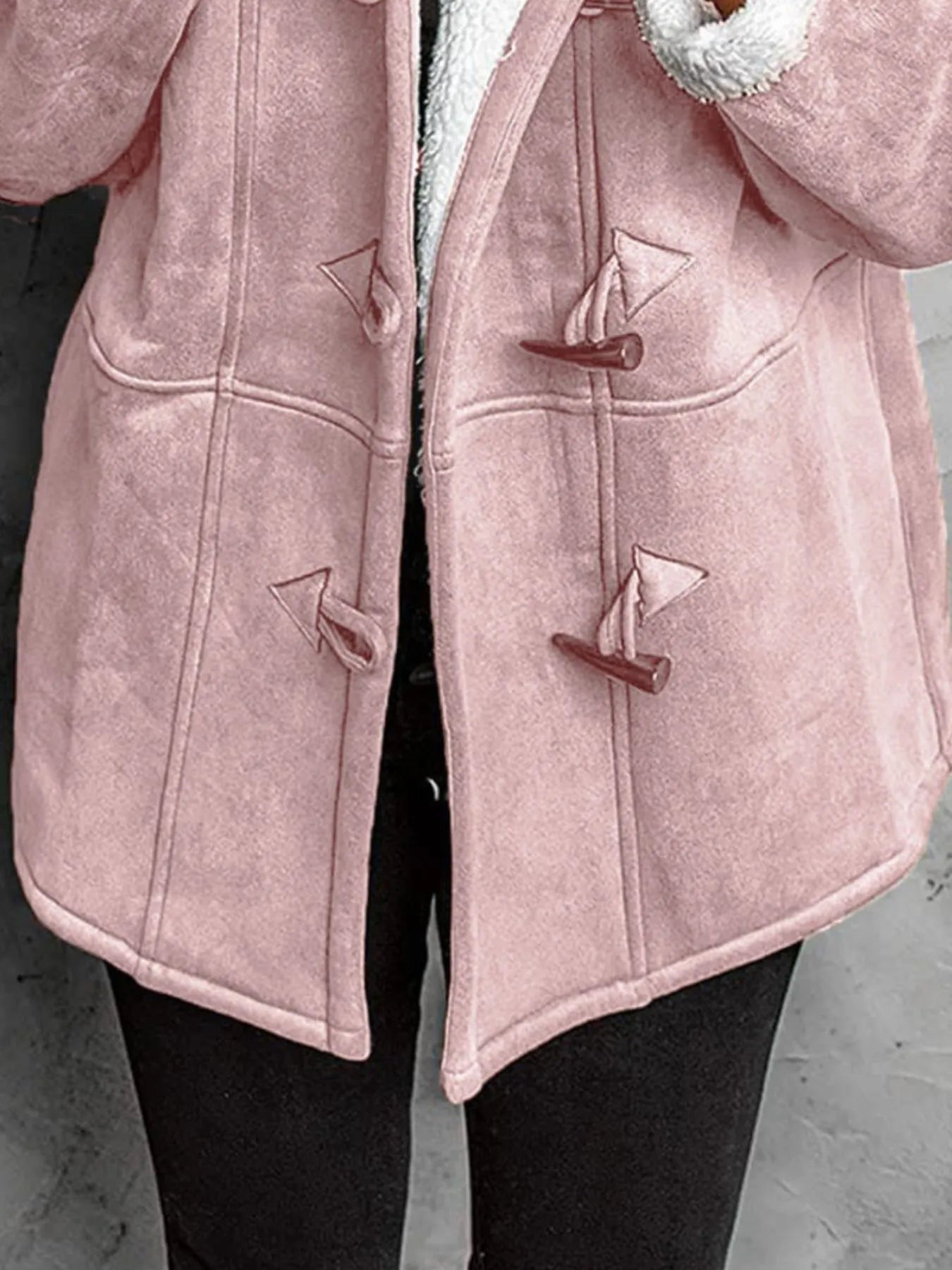 Full Size Cozy Sherpa Lined Toggle Coat with Hood Plus Size